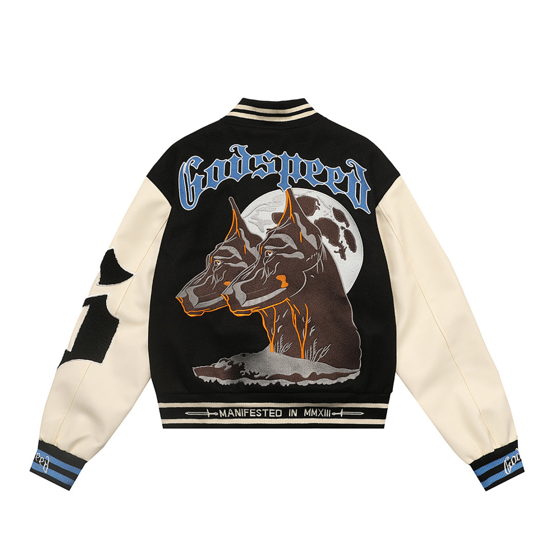GODSPEED Skeleton Eagle Graphic Varsity Jacket