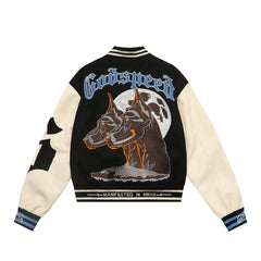 GODSPEED Skeleton Eagle Graphic Varsity Jacket