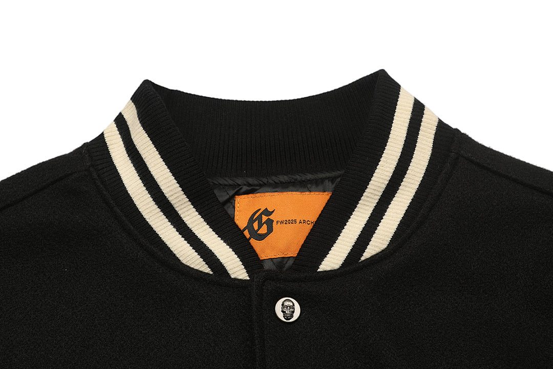 GODSPEED Skull Graphic Varsity Jacket