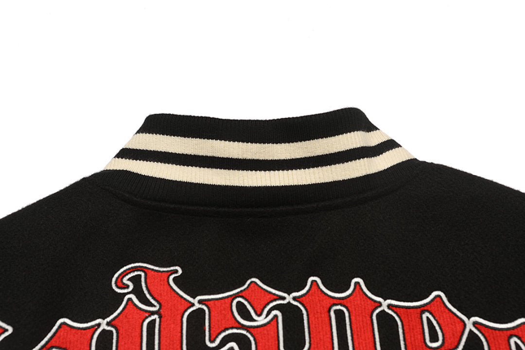 GODSPEED Skull Graphic Varsity Jacket