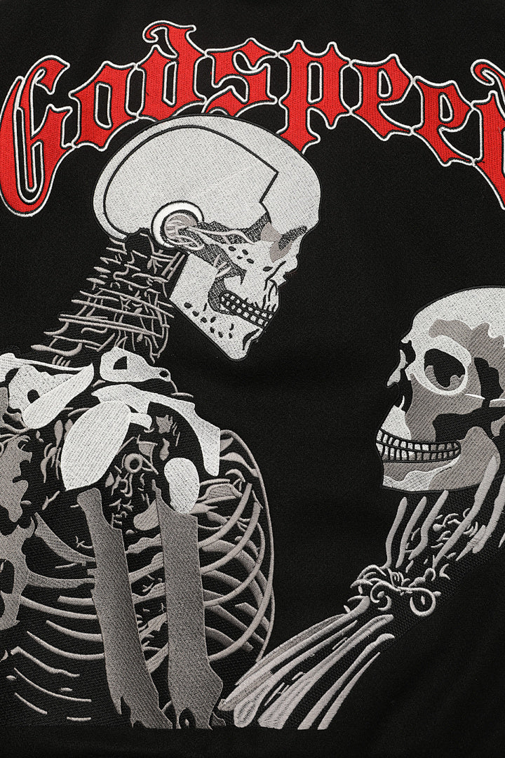 GODSPEED Skull Graphic Varsity Jacket