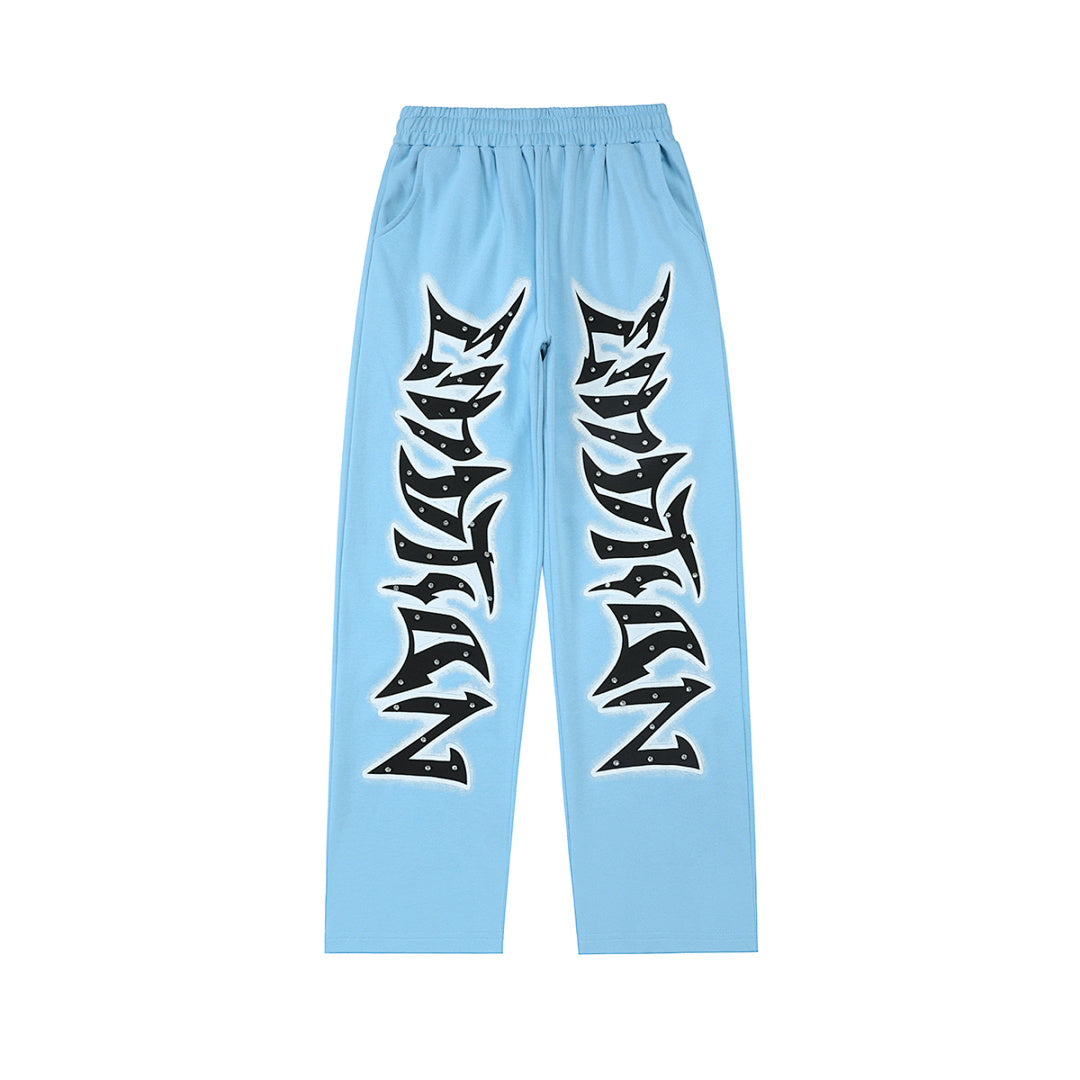 MIXED EMOTION Oversized Letter Graphic Lounge Pants