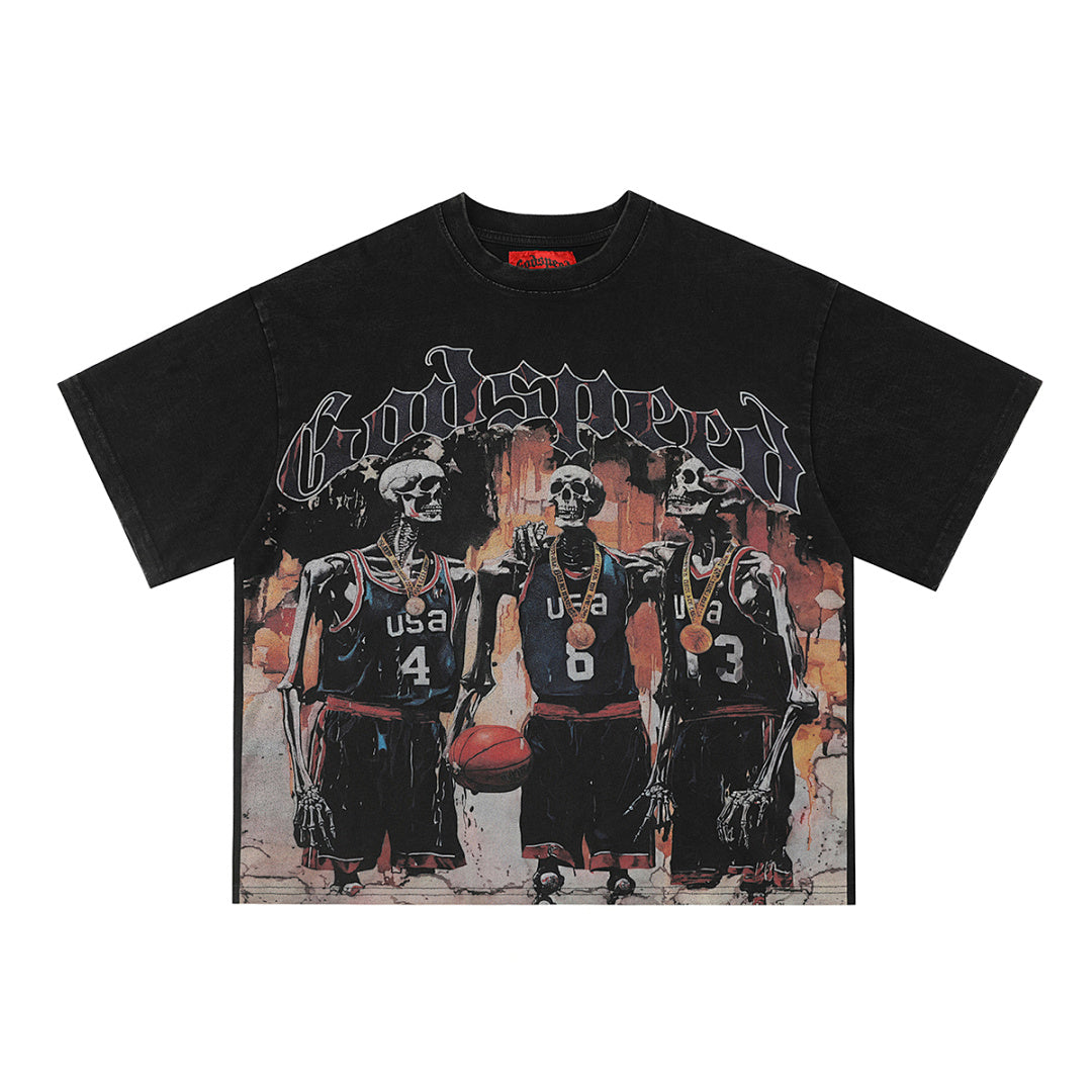 GODSPEED Skull Portrait Graphic T-Shirt