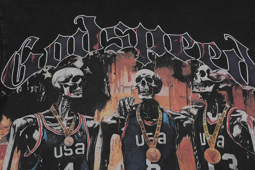 GODSPEED Skull Portrait Graphic T-Shirt