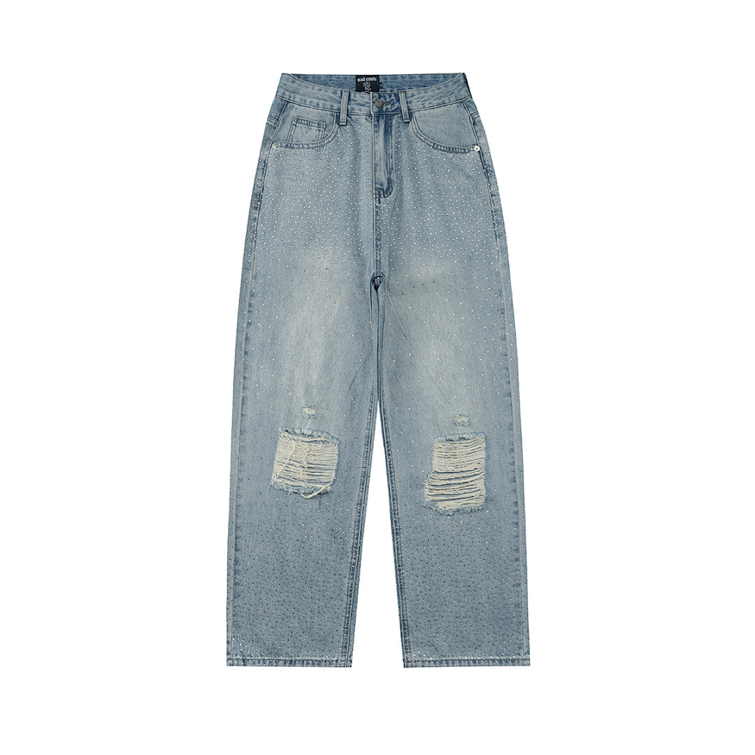 MIXED EMOTION Distressed Relaxed-Fit Denim Jeans