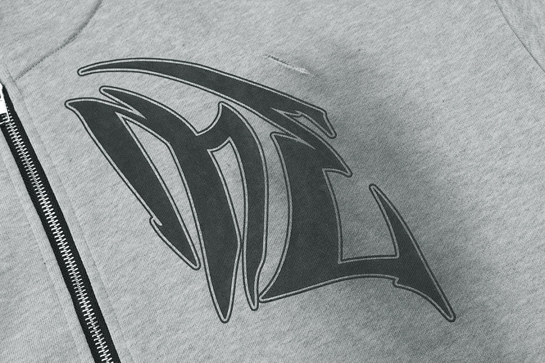 MIXED EMOTION Graphic Sleeve Zip-Up Hoodie