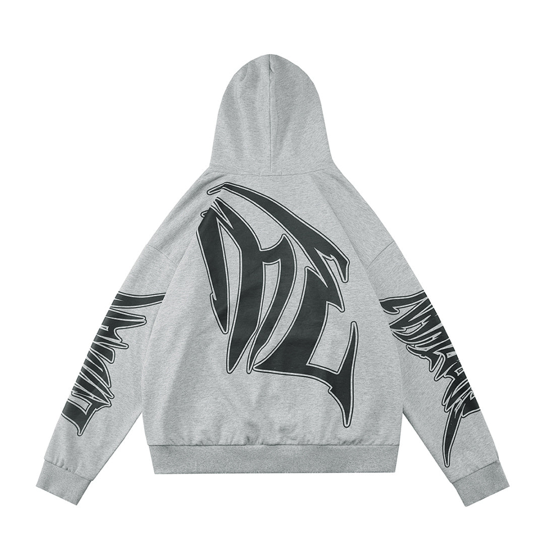 MIXED EMOTION Graphic Sleeve Zip-Up Hoodie