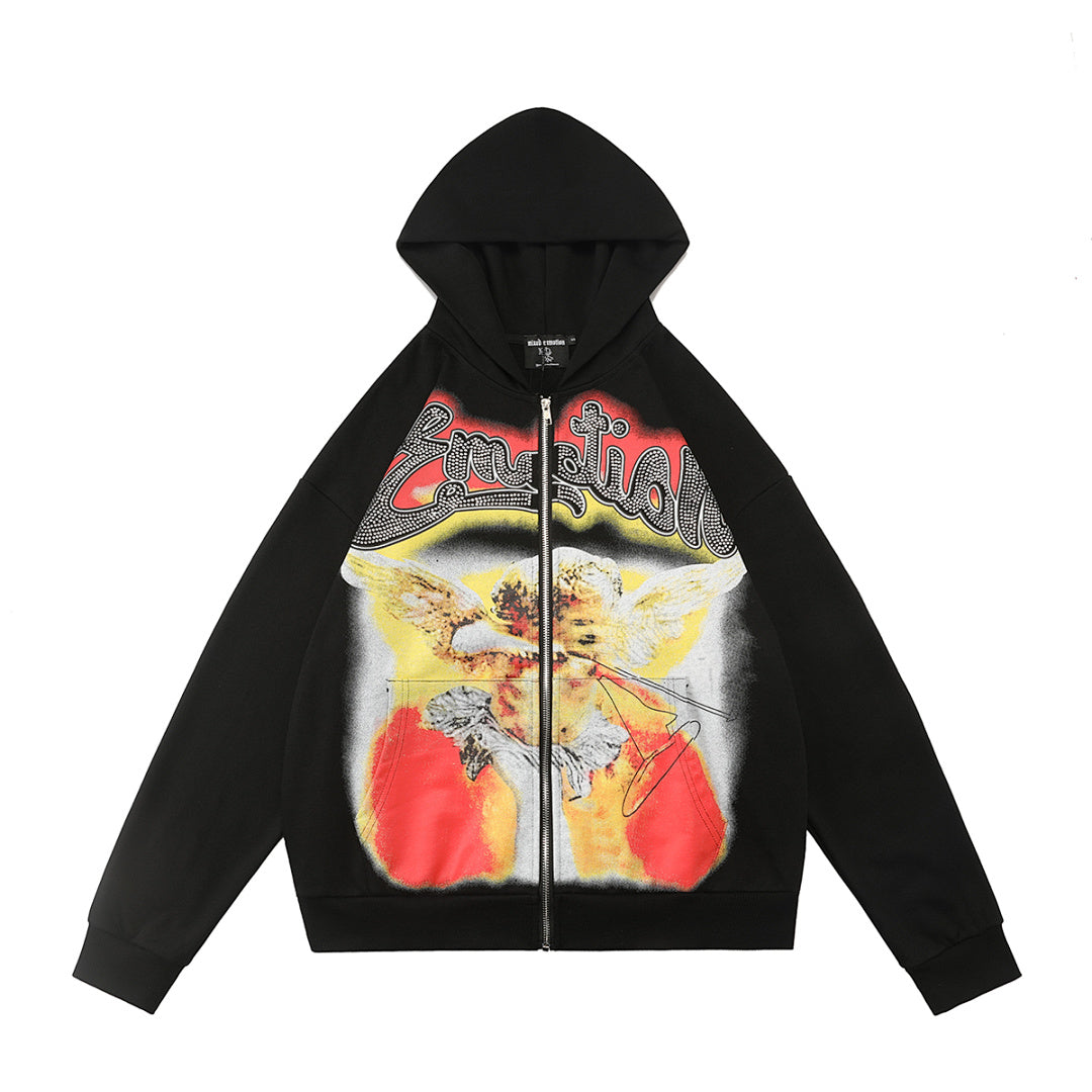 MIXED EMOTION Thorn Graphic Layered-Look Hoodie
