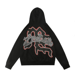 MIXED EMOTION Thorn Graphic Layered-Look Hoodie