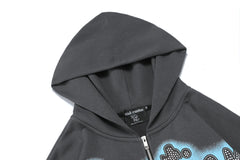 MIXED EMOTION Angel Artwork Graphic Zip-Up Hoodie
