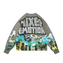 MIXED EMOTION Fantasy Graphic Long Sleeve Streetwear Top