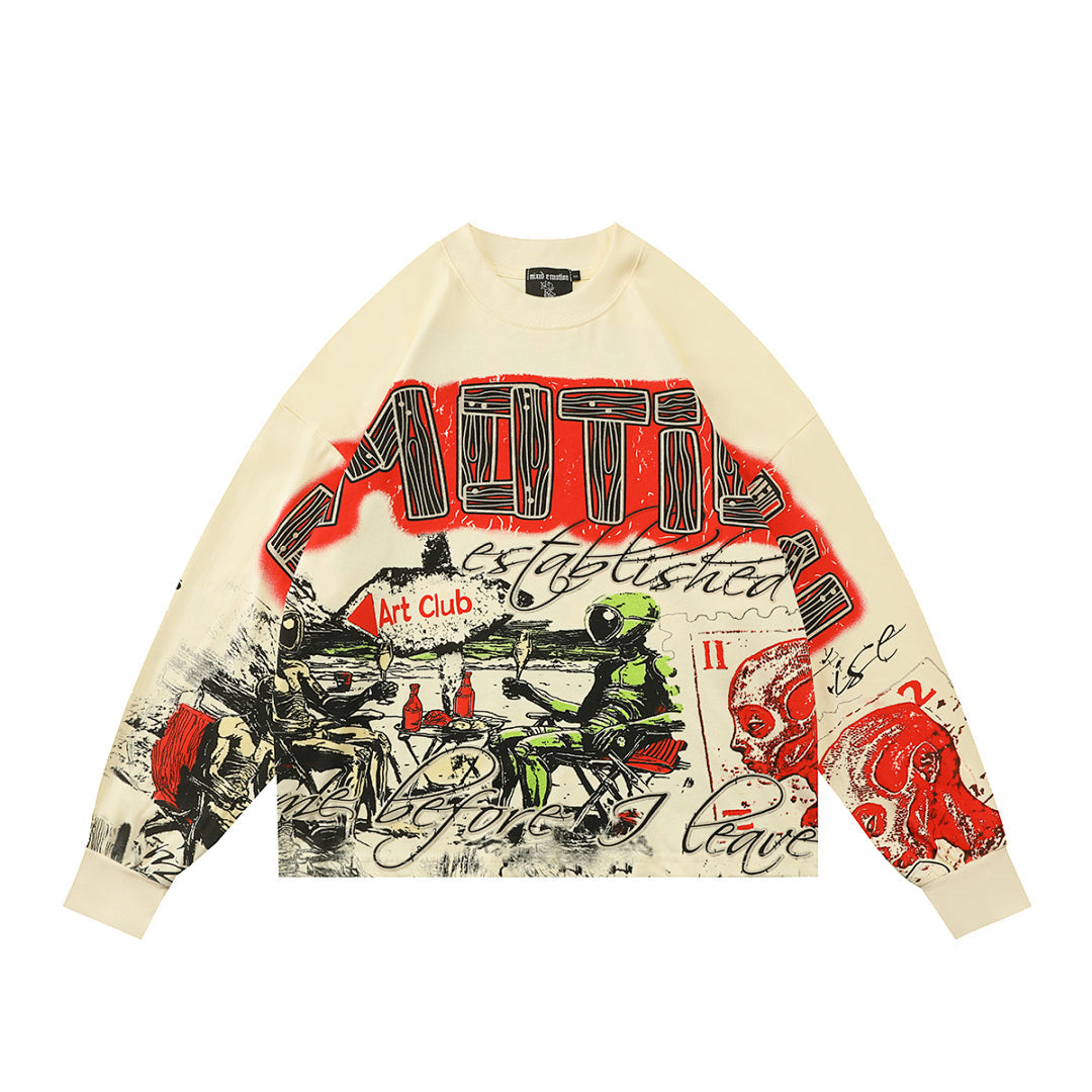 MIXED EMOTION Racing Graphic Long Sleeve Streetwear Top
