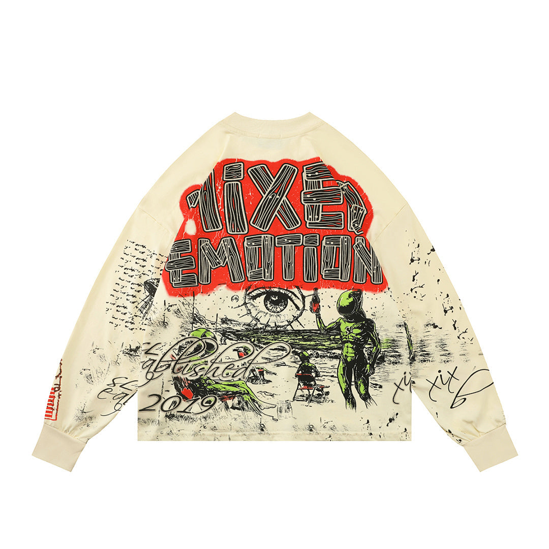 MIXED EMOTION Racing Graphic Long Sleeve Streetwear Top