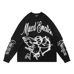 MIXED EMOTION Winged Skull Graphic Long Sleeve Top