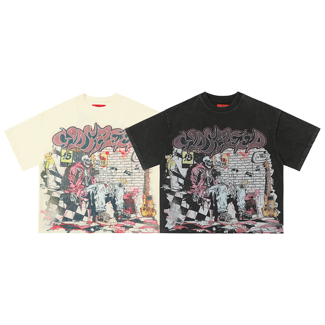 GODSPEED Racing Skull Graphic Vintage T-Shirt