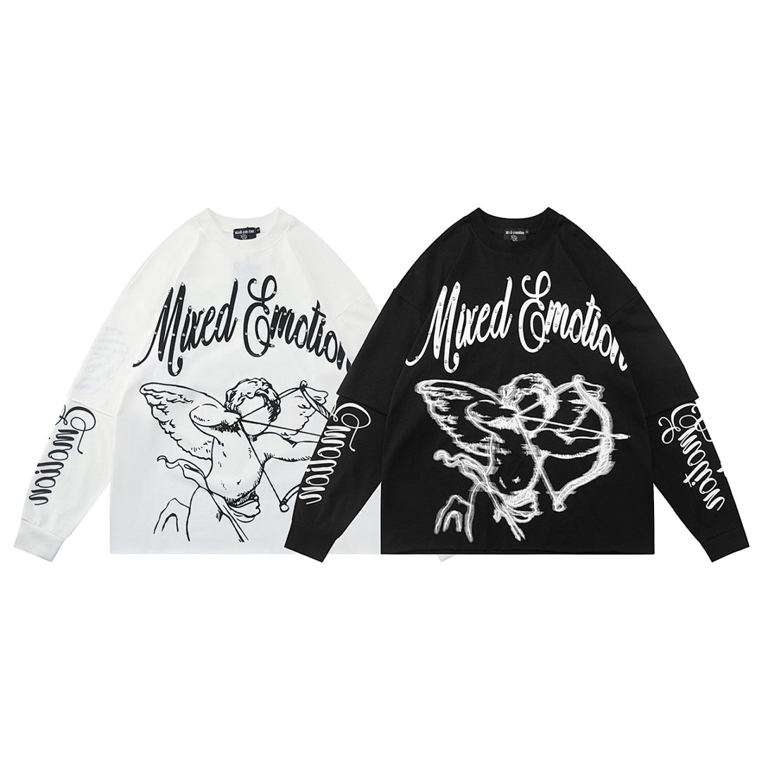 MIXED EMOTION Winged Skull Graphic Long Sleeve Top