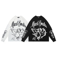 MIXED EMOTION Winged Skull Graphic Long Sleeve Top