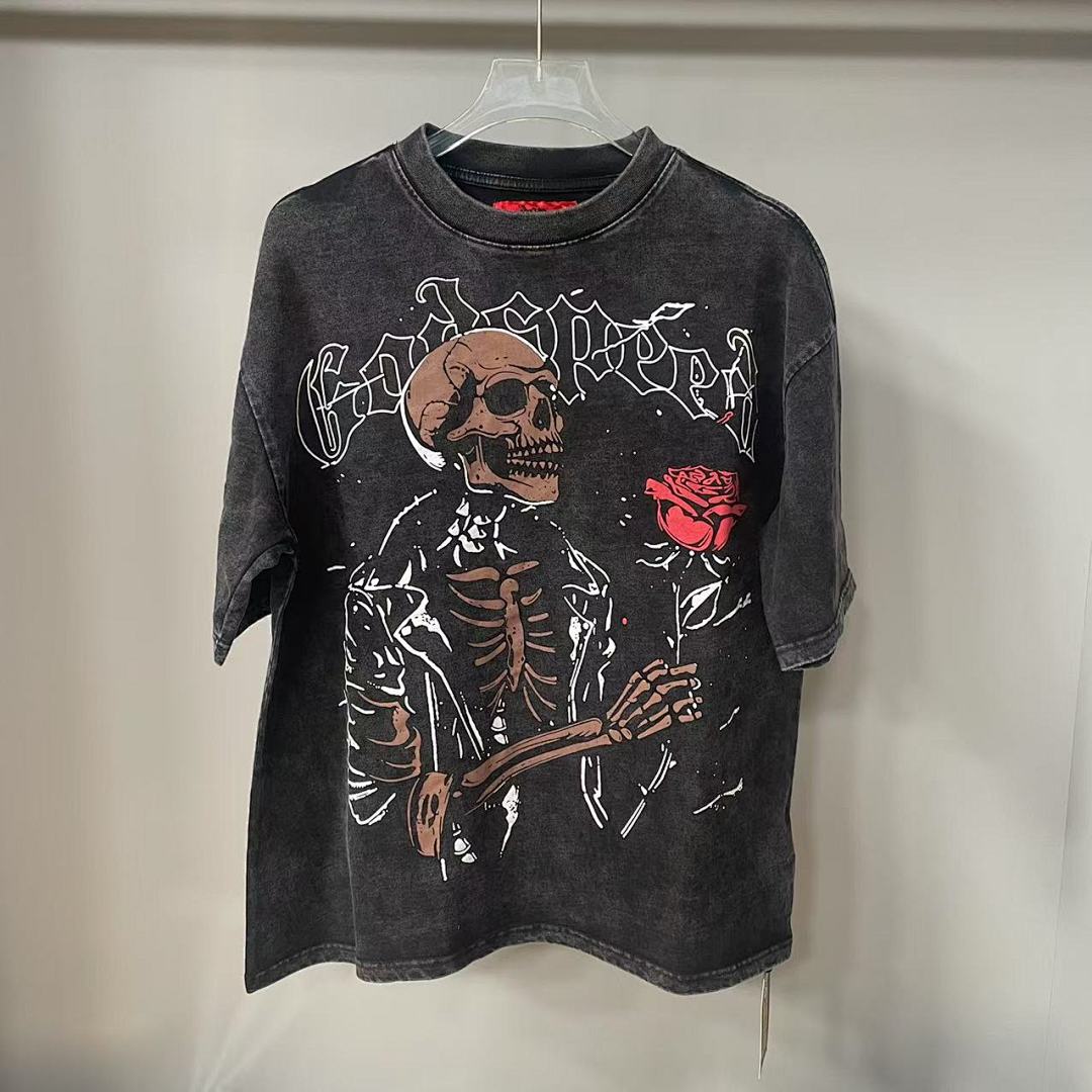 GODSPEED Vintage Motorcycle Skull T-Shirt