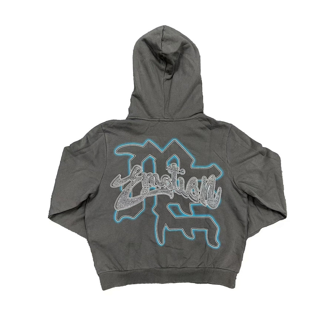 MIXED EMOTION Angel Artwork Graphic Zip-Up Hoodie