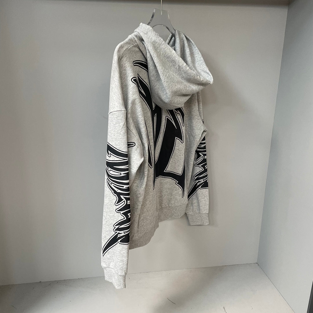 MIXED EMOTION Graphic Sleeve Zip-Up Hoodie