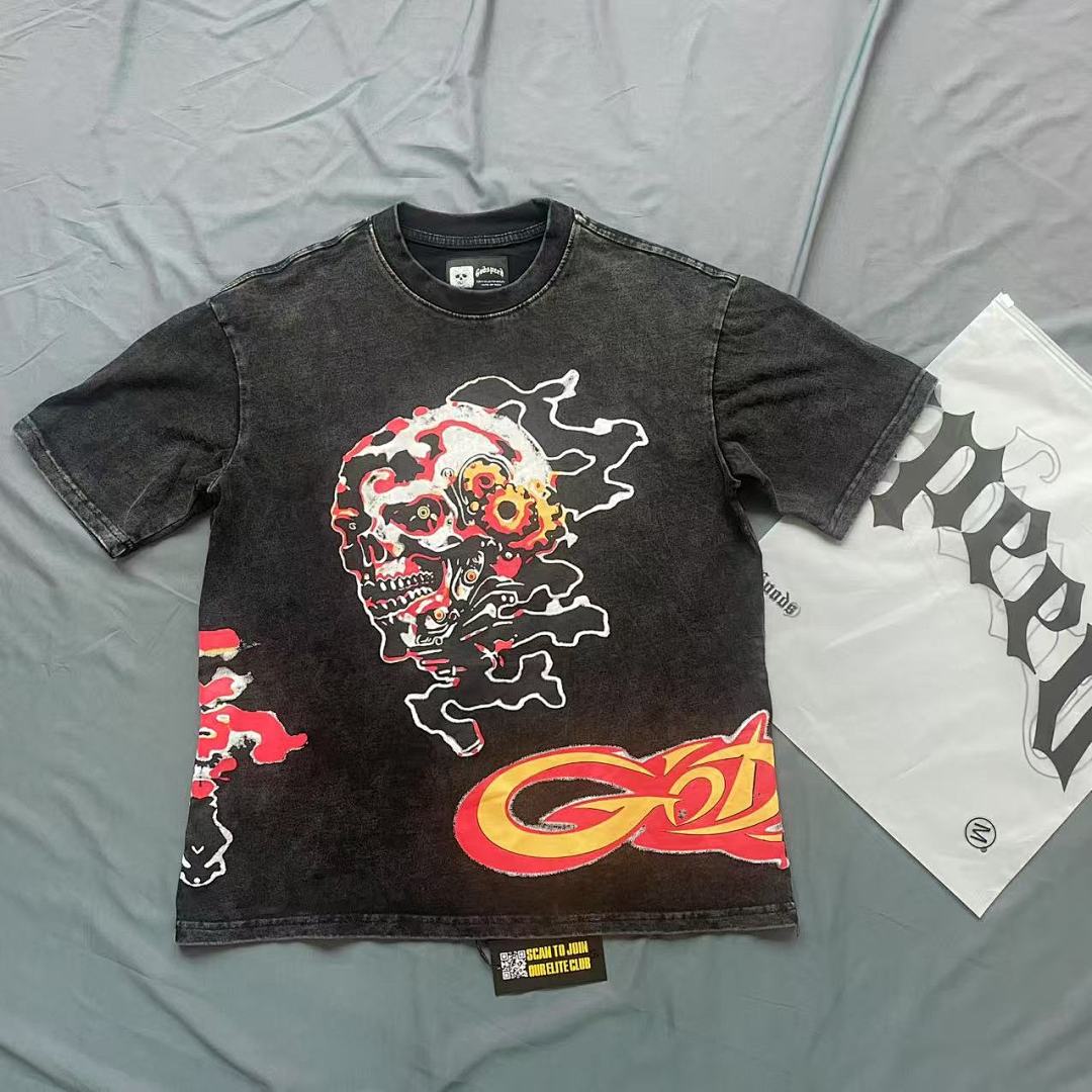 GODSPEED Chrome Skull Graphic Vintage T-Shirt