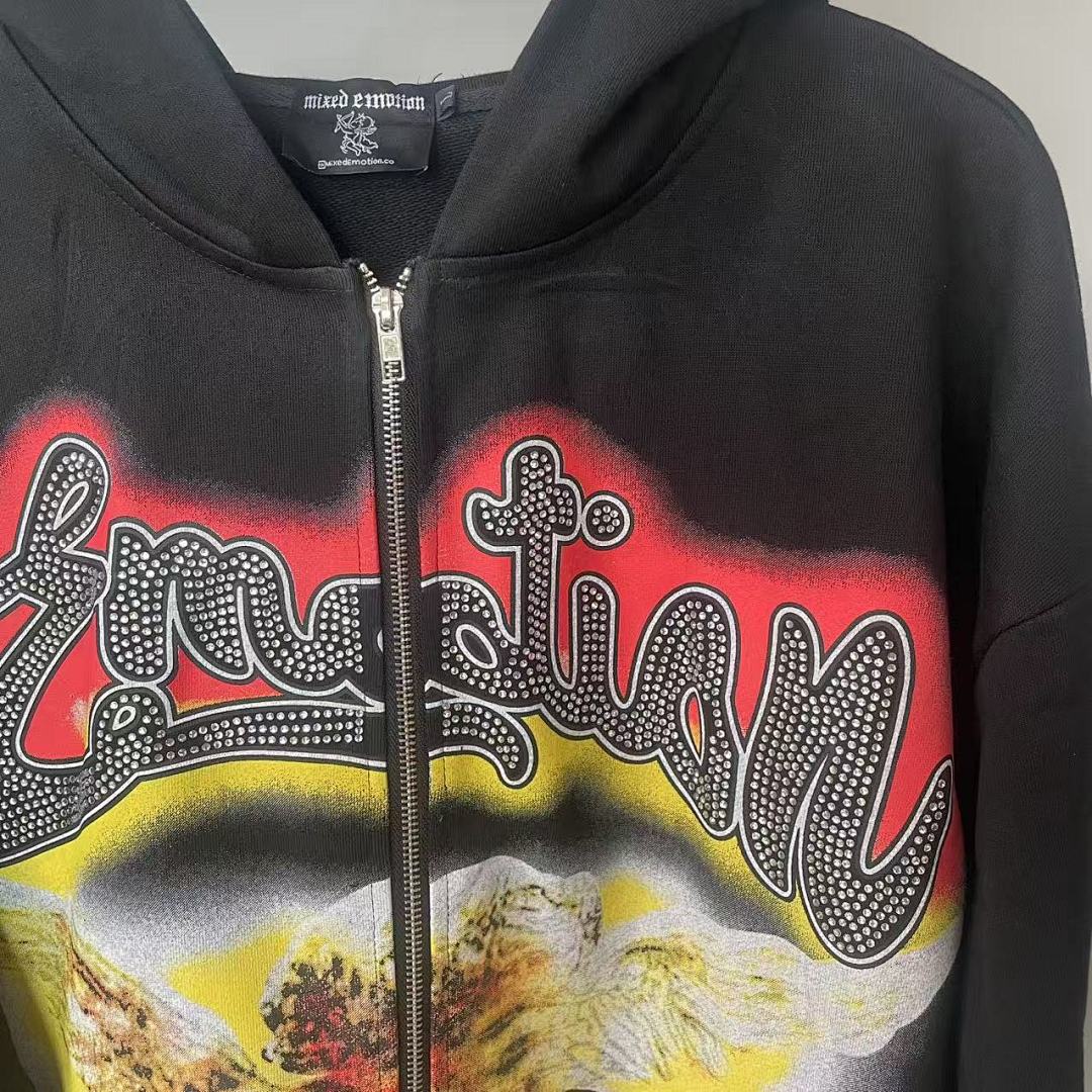MIXED EMOTION Thorn Graphic Layered-Look Hoodie