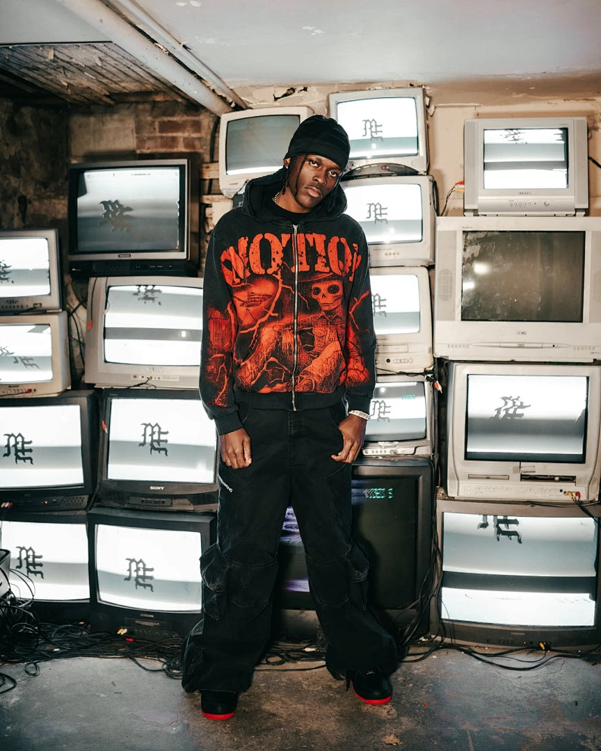MIXED EMOTION Gothic Graphic Pullover Hoodie