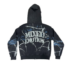 MIXED EMOTION Gothic Wing Lettering Hoodie