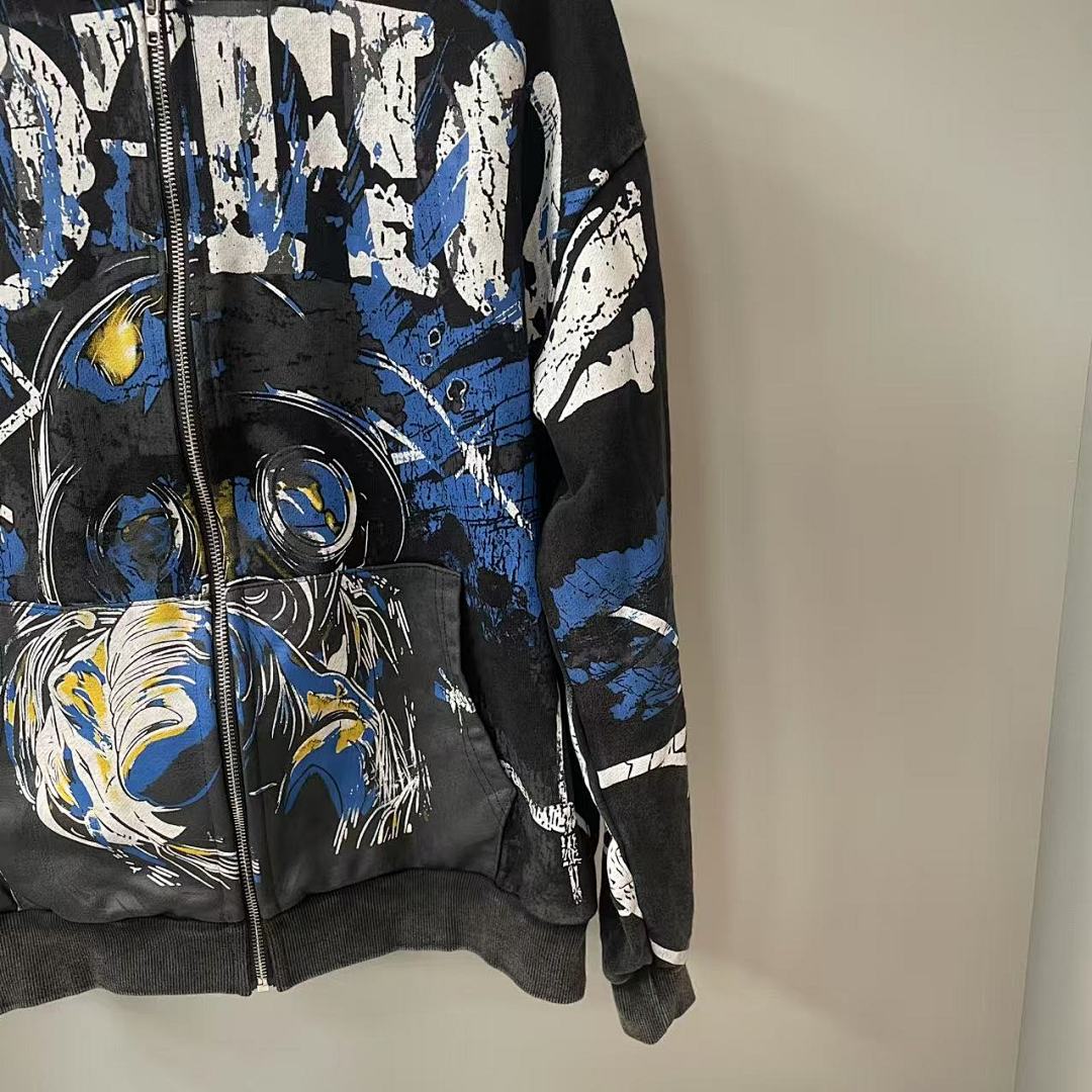 MIXED EMOTION Gothic Wing Lettering Hoodie