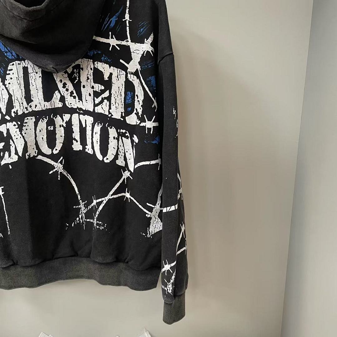 MIXED EMOTION Gothic Wing Lettering Hoodie