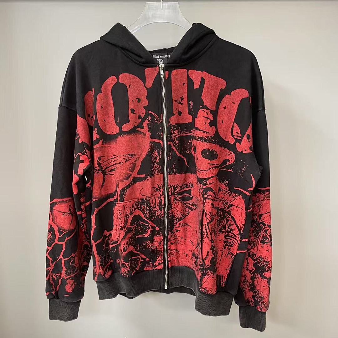 MIXED EMOTION Gothic Graphic Pullover Hoodie