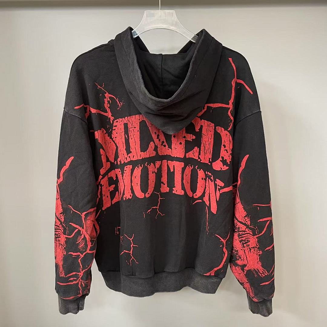 MIXED EMOTION Gothic Graphic Pullover Hoodie