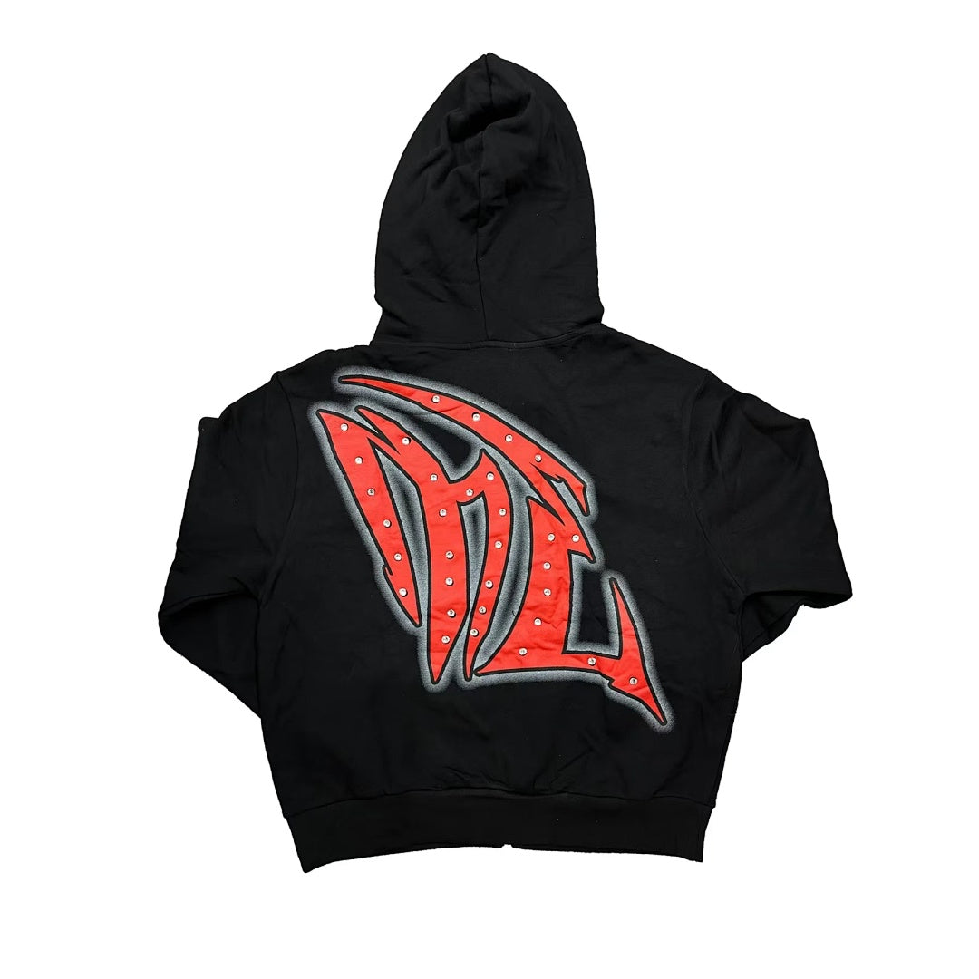 MIXED EMOTION Angel Wing Graphic Zip-Up Hoodie