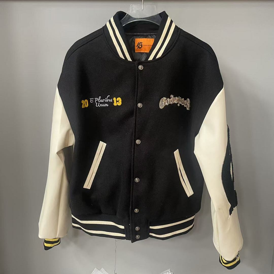 GODSPEED Skull & Wing Graphic Varsity Jacket