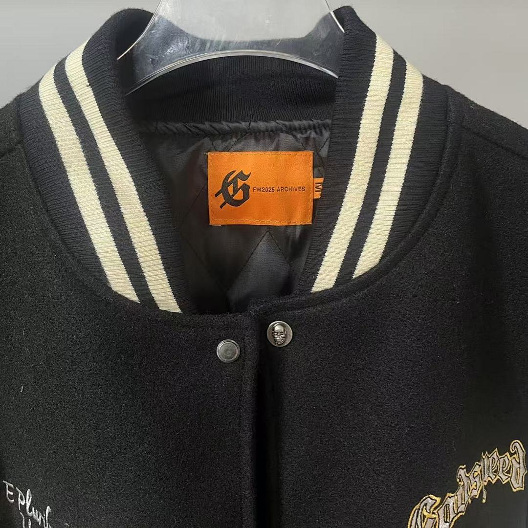 GODSPEED Skull & Wing Graphic Varsity Jacket