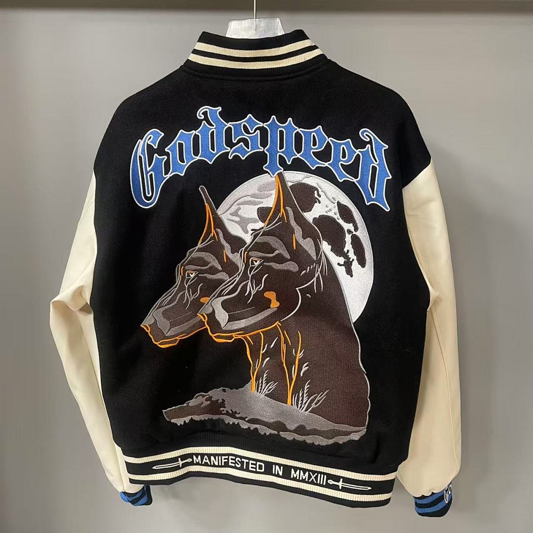 GODSPEED Skeleton Eagle Graphic Varsity Jacket