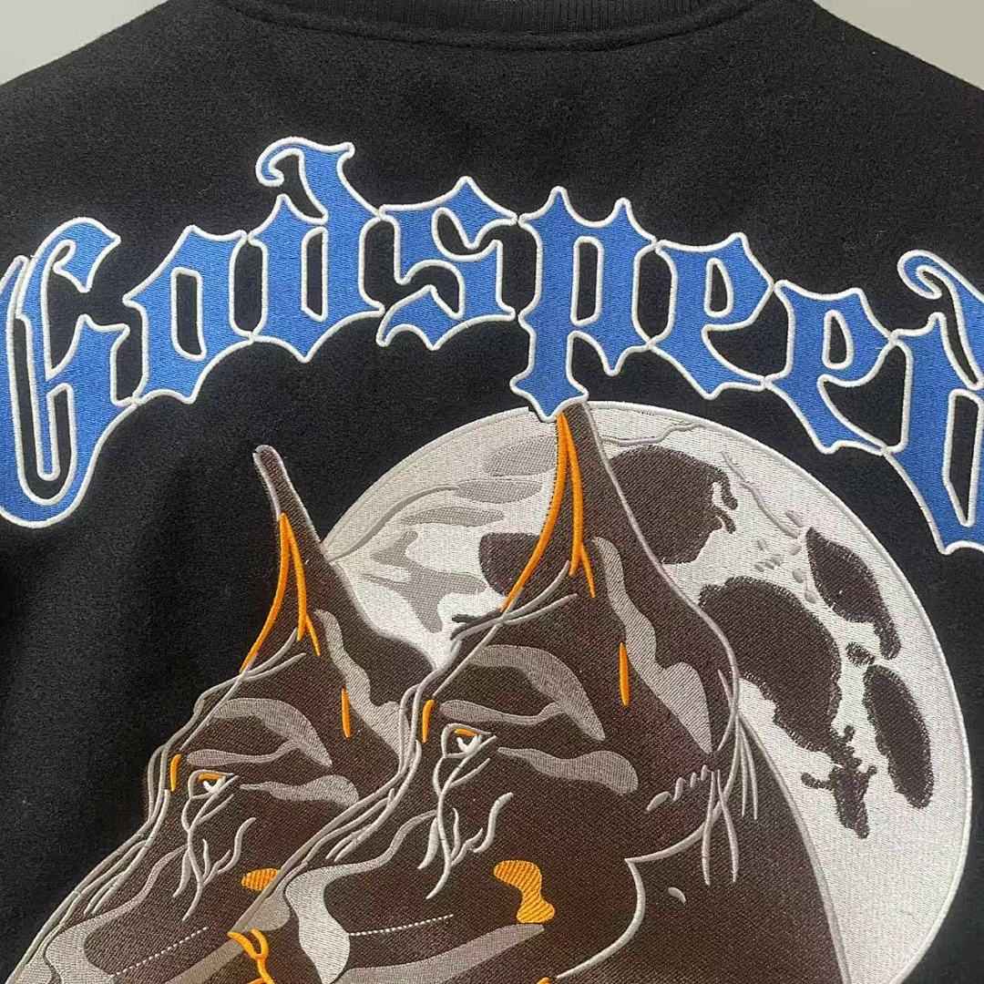 GODSPEED Skeleton Eagle Graphic Varsity Jacket