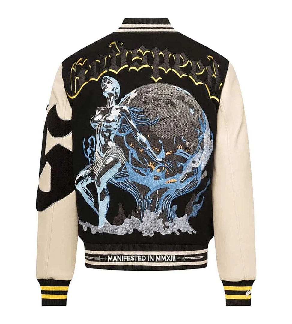 GODSPEED Skull & Wing Graphic Varsity Jacket