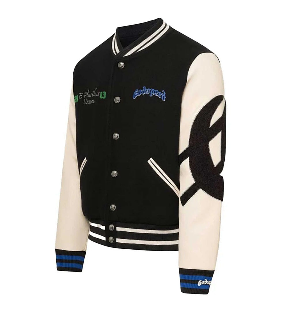 GODSPEED Skeleton Eagle Graphic Varsity Jacket