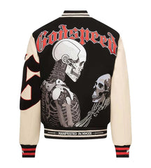 GODSPEED Skull Graphic Varsity Jacket