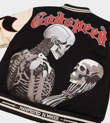 GODSPEED Skull Graphic Varsity Jacket