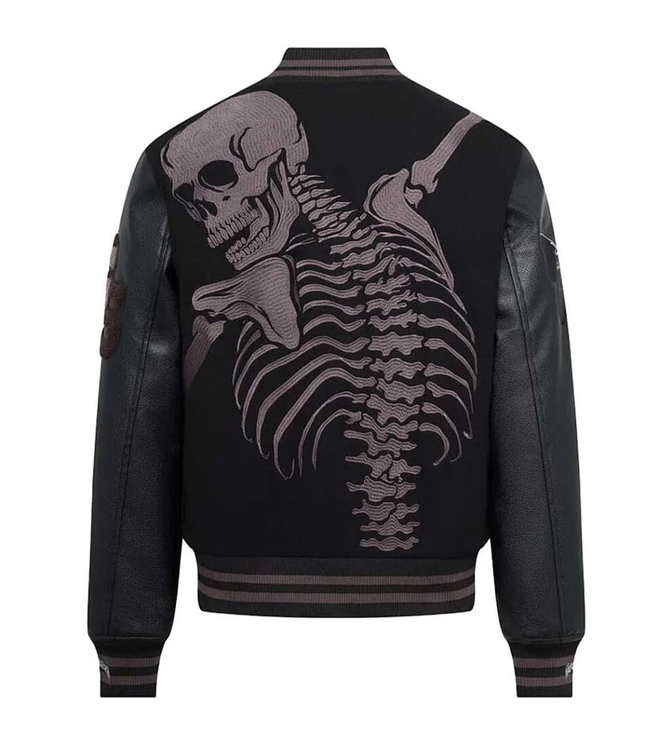 GODSPEED Full Back Skeleton Graphic Varsity Jacket