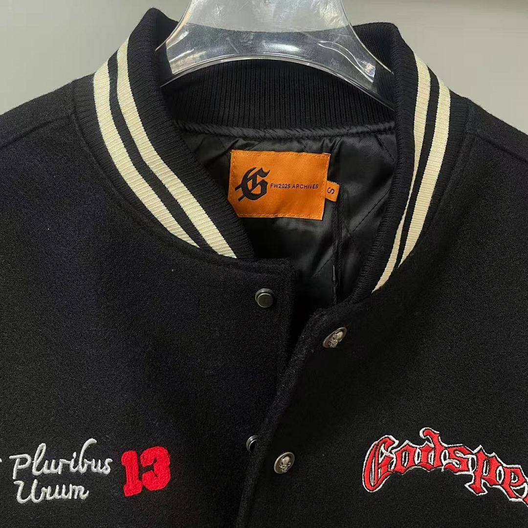 GODSPEED Skull Graphic Varsity Jacket