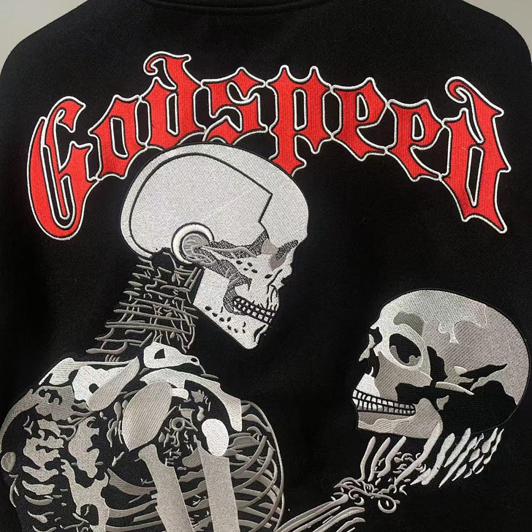 GODSPEED Skull Graphic Varsity Jacket
