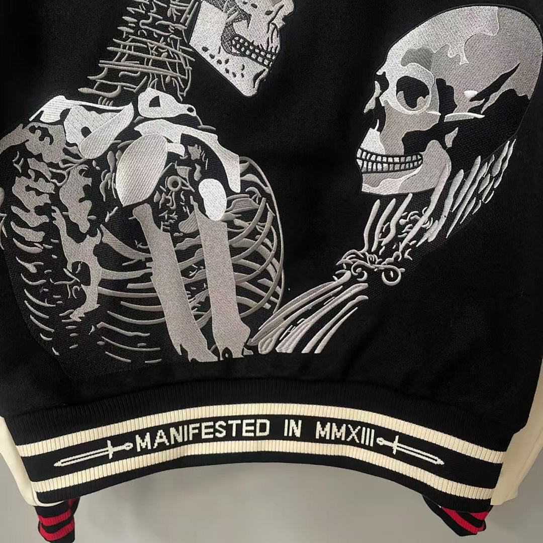 GODSPEED Skull Graphic Varsity Jacket