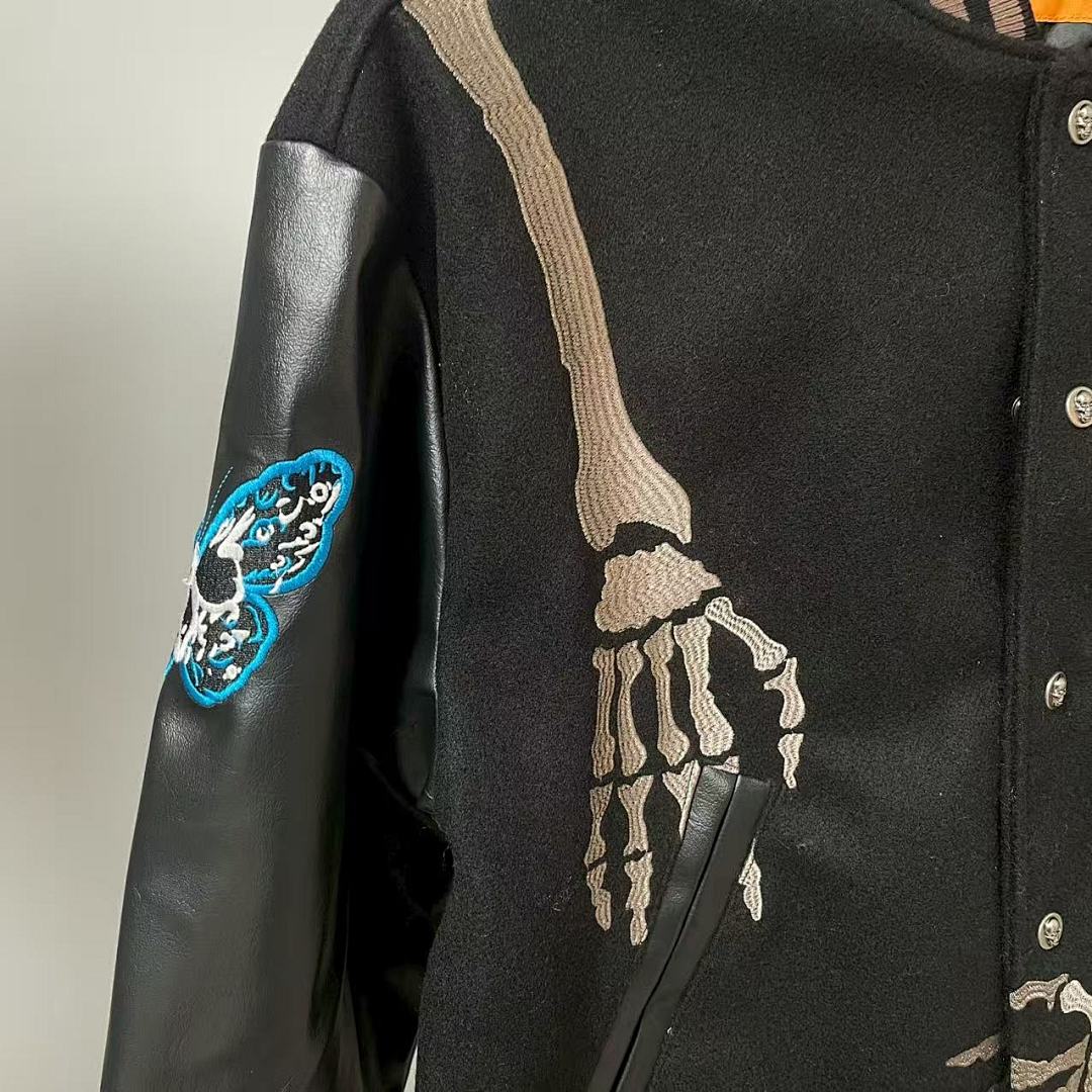 GODSPEED Full Back Skeleton Graphic Varsity Jacket