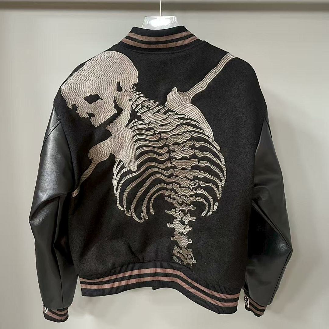 GODSPEED Full Back Skeleton Graphic Varsity Jacket