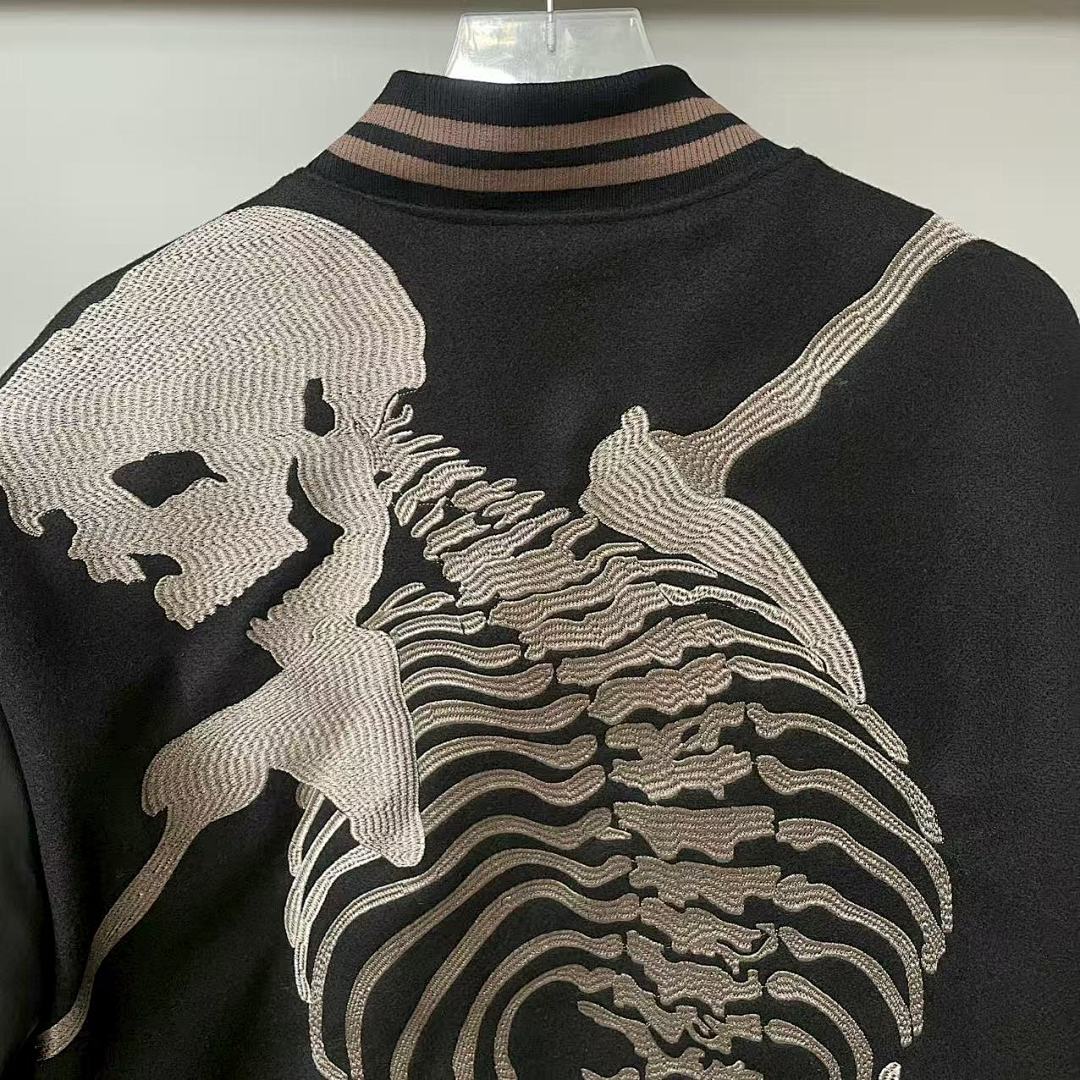 GODSPEED Full Back Skeleton Graphic Varsity Jacket
