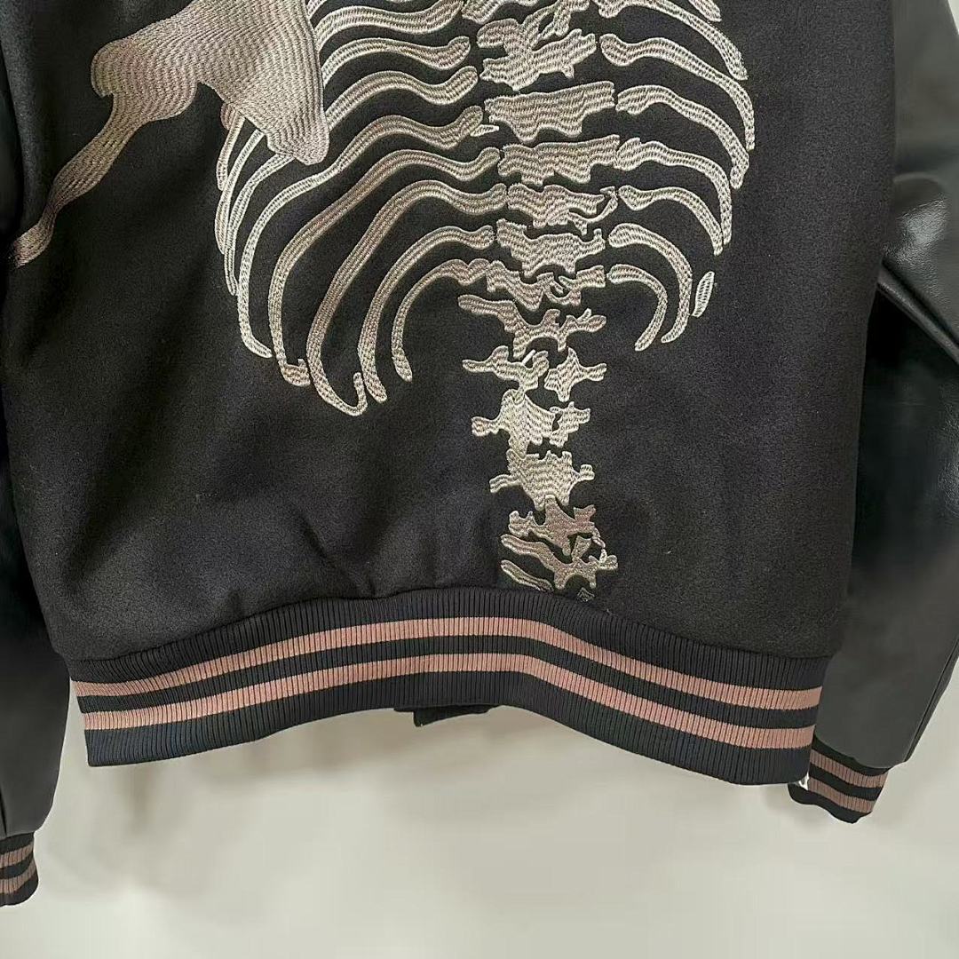 GODSPEED Full Back Skeleton Graphic Varsity Jacket