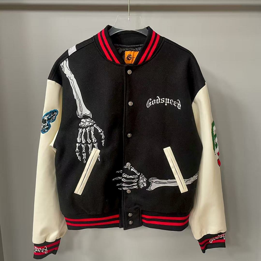 GODSPEED Skeleton Graphic Varsity Jacket